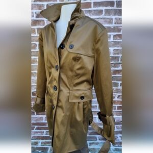 Outerwear coat by Lisa, bronze/gold trench coat, nwot, LARGE